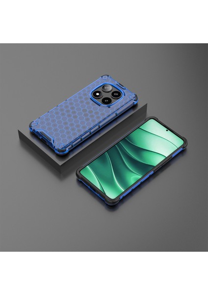 Xiaomi Redmi Note 14 Pro 5G Kılıf Pc+Tpu Telefon Kapağı Petek Şekli-Mavi (Yurt Dışından)