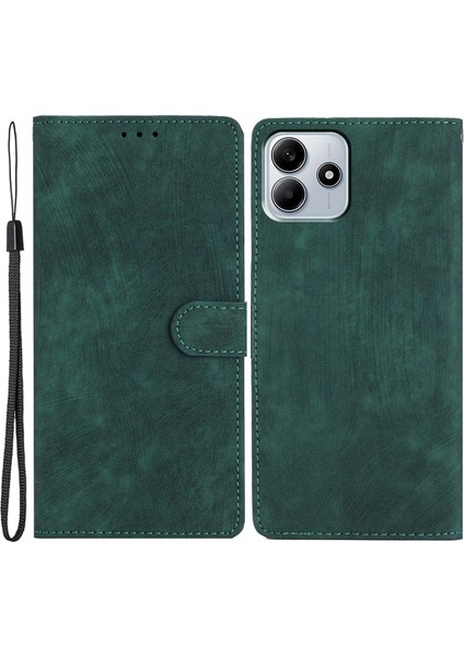 Xiaomi Redmi Note 14 5G Kılıfı Kart Pıhtıları İle Cilt Dokunuşu Pu Deri Telefon Kapağı Standı-Yeşil (Yurt Dışından)