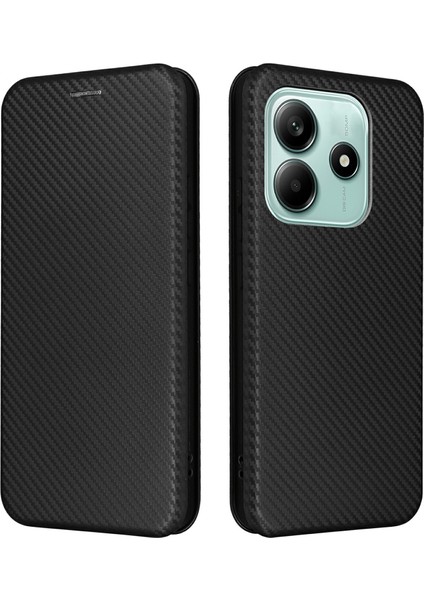 Xiaomi Redmi Için Not 14 5G-14 4G Kılıf Karbon Fiber Doku Damla Korumalı Pu Deri Telefon Kapağı-Siyah (Yurt Dışından)
