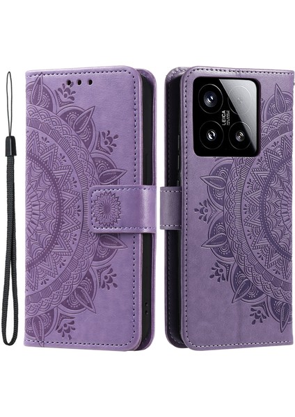 Xiaomi 15 Kılıf Baskılı Totem Pu Deri Cüzdan Telefon Kapağı-Mor Için (Yurt Dışından)