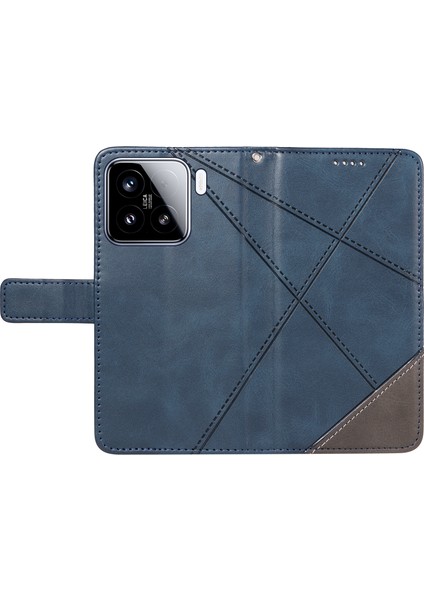 Xiaomi 15 Kılıf Deri Geometrik Çizgili Cüzdan Telefon Kılıfı Bilek Kayışlı-Mavi (Yurt Dışından) indirimleri