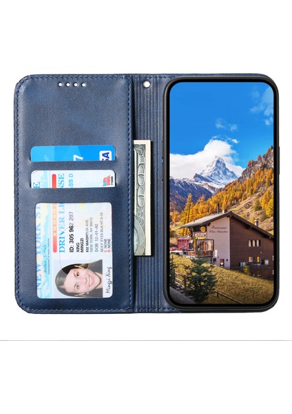 Xiaomi Redmi Note 14 Pro 5G Kılıf Buzağı Dokulu Pu Deri Telefon Kılıfı Cüzdan-Mavi Için (Yurt Dışından) fiyatları