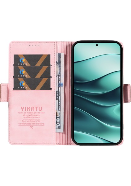 Xiaomi Redmi Note 14 5G Kılıf Yan Toka Pu Deri Telefon Kapağı Litchi Doku-Pembe Için (Yurt Dışından)