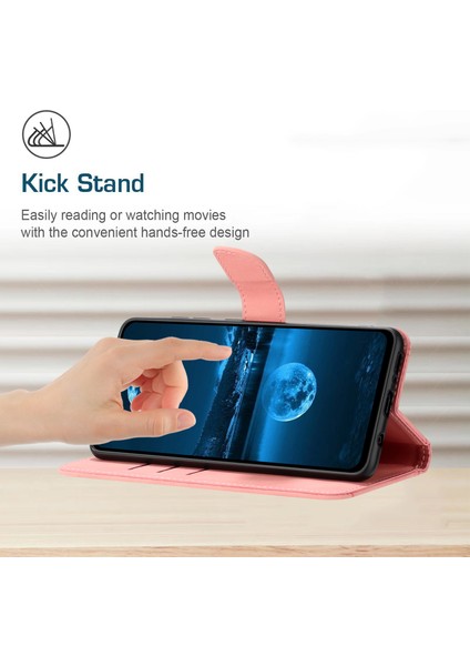 Xiaomi 15 Pro Kılıf Için Pu Deri Flip Telefon Kapağı Cilt Dokunmatik Çizgiler Baskı-Pembe (Yurt Dışından)