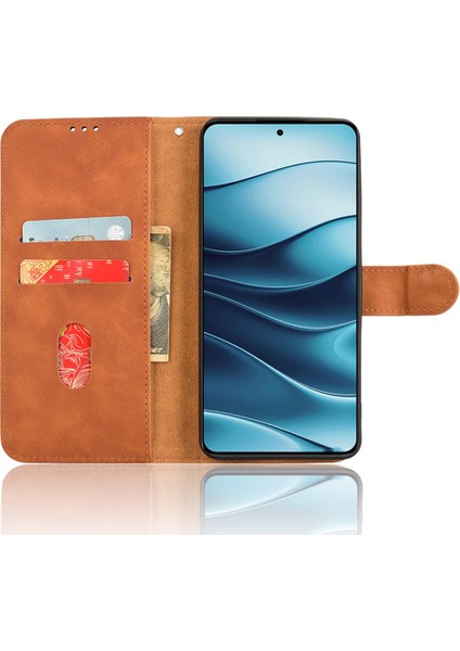 Xiaomi Redmi Note 14 5G-14 4G Için Cilt Hissi Düşme Önleyici Cüzdan Kapaklı Telefon Kapağı-Kahverengi (Yurt Dışından) fiyatları