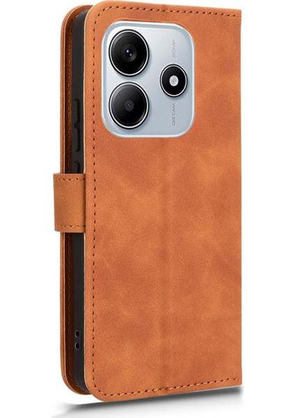 Xiaomi Redmi Note 14 5G-14 4G Için Cilt Hissi Düşme Önleyici Cüzdan Kapaklı Telefon Kapağı-Kahverengi (Yurt Dışından) indirimleri