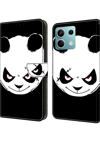 Xiaomi Redmi Için Not 13 5G Kılıf Desen Baskı Anti-Drop Deri Flip Cüzdan Telefon Kapağı-Kızgın Panda (Yurt Dışından)