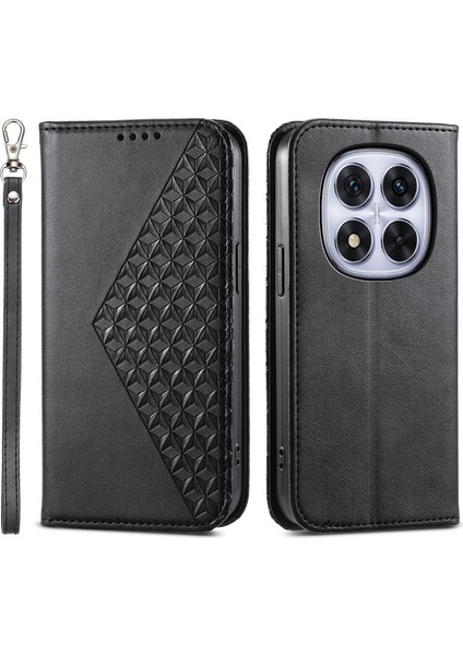 Xiaomi Redmi Note 14 Pro 5G Kılıf Buzağı Dokulu Pu Deri Telefon Kılıfı Cüzdan-Siyah (Yurt Dışından)