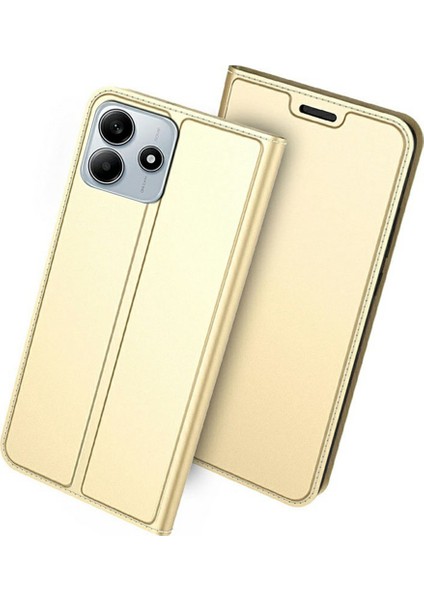 Xiaomi Redmi Note 14 5G Kılıf Pu Deri Telefon Kapağı, Kart Tutucu Manyetik Kapatma-Altın (Yurt Dışından)