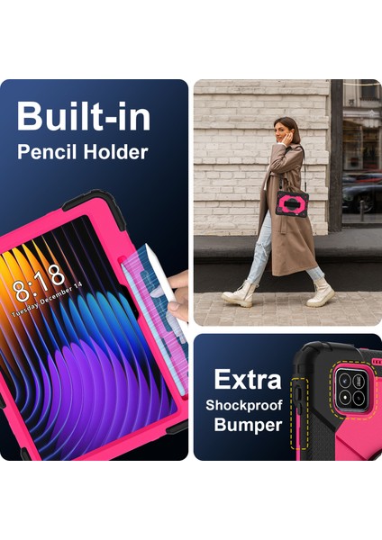 Xiaomi Pad 7 Pro - Pad 7 Kılıf Silikon + Pc Tablet Kılıfı, Kullanışlı Askı-Siyah - Gül (Yurt Dışından) fiyatları