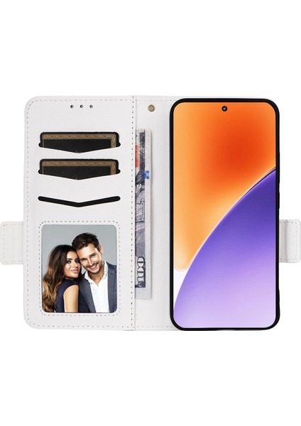 Xiaomi 15 Kılıf Litchi Doku Pu Deri Cüzdan Kapaklı Telefon Kapağı-Beyaz (Yurt Dışından) modelleri