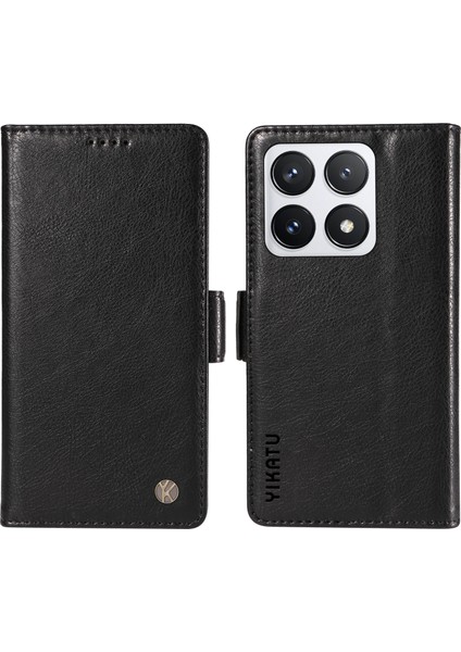 Xiaomi 14T Pro Kılıf Yan Toka Pu Deri Telefon Kapağı Litchi Doku-Siyah Için (Yurt Dışından)