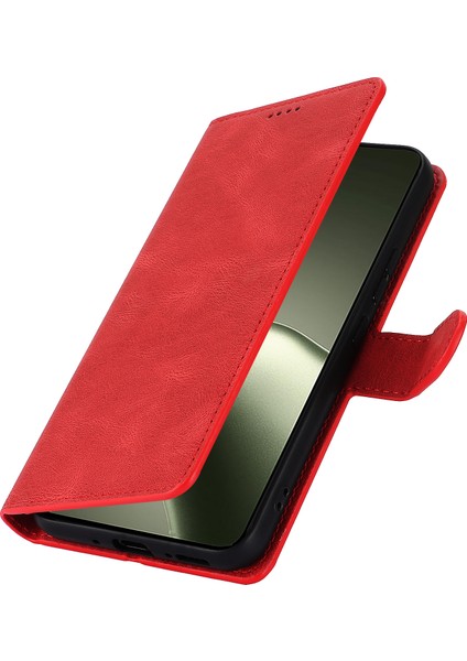 Xiaomi 14T Kılıf Cüzdan Görünümlü Pu Deri Telefon Kılıfı-Kırmızı (Yurt Dışından) fırsatları