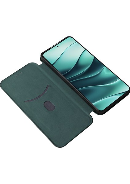 Xiaomi Redmi Note 14 5G-14 4G Kılıf Karbon Fiber Doku Damla Korumalı Pu Deri Telefon Kapağı-Yeşil (Yurt Dışından)