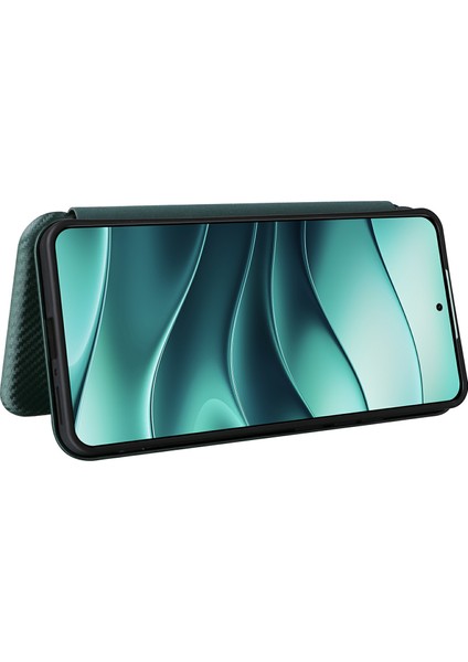 Xiaomi Redmi Note 14 5G-14 4G Kılıf Karbon Fiber Doku Damla Korumalı Pu Deri Telefon Kapağı-Yeşil (Yurt Dışından)