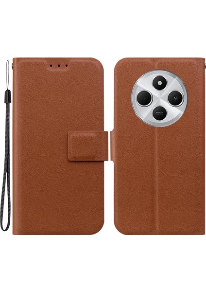 Xiaomi Redmi 14C 4G-14R 5G-Poco C75 4G Ultra-Ince Pu Deri+Tpu Telefon Kapağı Kart Yuvası-Kahverengi Için Telefon Kılıfı (Yurt Dışından)