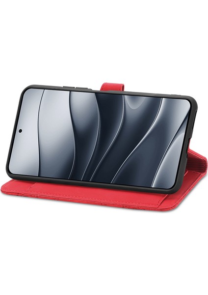 Xiaomi Redmi Note 14 5G Kılıf Fermuar Cüzdan Pu Deri Çiçek Baskı Telefon Kapağı-Kırmızı (Yurt Dışından) modelleri
