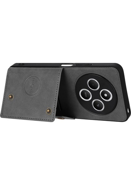 Xiaomi Poco C75 4G-Redmi 14R 5G-14C 4G Kılıf Kart Yuvaları Deri + Tpu Telefon Kapağı-Gri (Yurt Dışından)