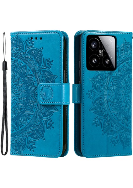 Xiaomi 15 Kılıf Baskılı Totem Pu Deri Cüzdan Telefon Kapağı-Mavi Için (Yurt Dışından)