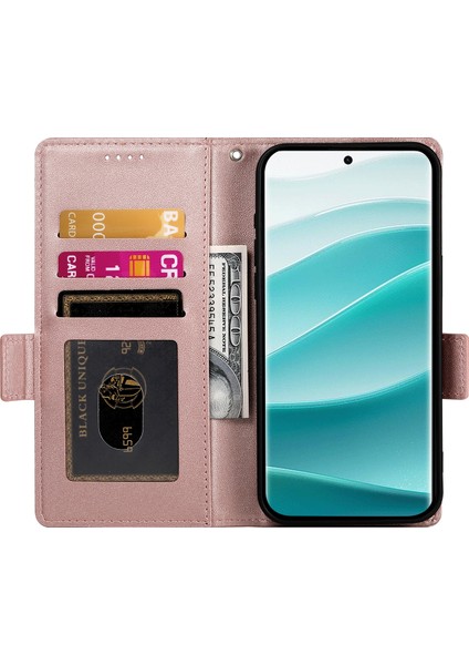 Df-010 Xiaomi Redmi Note 14 Pro 5G Pu Deri Cüzdan Telefon Kapağı-Gül Altın (Yurt Dışından)