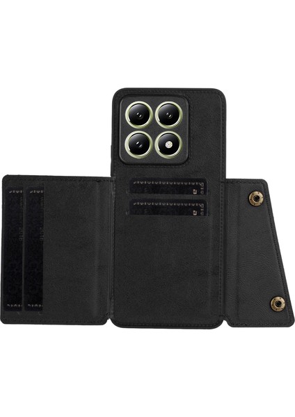 Xiaomi 14T Kılıf Kart Yuvaları Deri+Tpu Telefon Kapağı-Siyah (Yurt Dışından) fiyatları