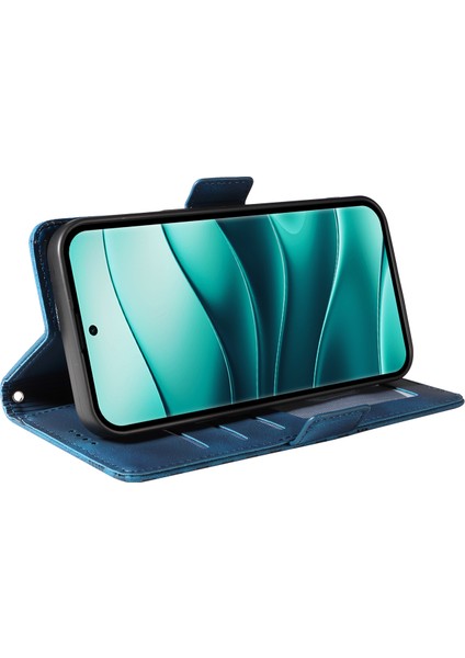 Xiaomi Redmi Için Note 14 Pro+ 5G-Note 14 Pro 5G Kılıf Pu Deri Telefon Kapağı Eşkenar Dörtgen Yıldızlı Baskılı-Mavi (Yurt Dışından) modelleri