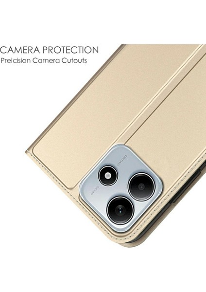 Xiaomi Redmi Note 14 5G Kılıf Pu Deri Telefon Kapağı, Kart Tutucu Manyetik Kapatma-Altın (Yurt Dışından) indirimleri