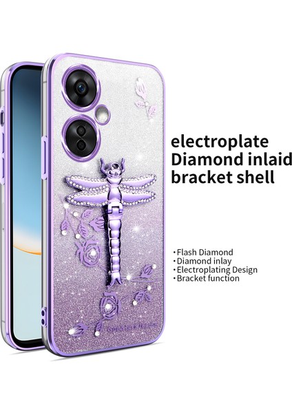 Xiaomi Redmi 13C 5G-13R 5G-Poco M6 5G Dragonfly Tpu Çiçekler Glitter Telefon Kapağı-Mor (Yurt Dışından) fırsatları