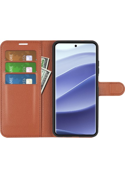 Xiaomi Redmi Note 14 Pro 5G Kılıf Litchi Doku Darbeye Dayanıklı Deri Cüzdan Telefon Kapağı-Kahverengi (Yurt Dışından) modelleri