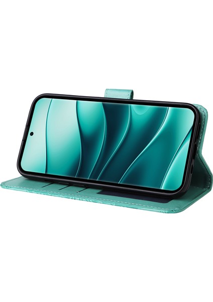 Xiaomi Redmi Note 14 Pro+ 5G-Note 14 Pro 5G Kılıf Ayçiçeği Baskılı Deri Cüzdan Telefon Kapağı-Yeşil (Yurt Dışından)