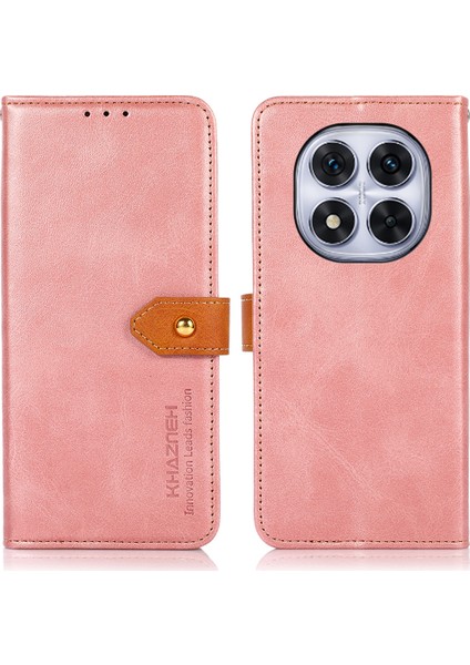 Xiaomi Redmi Note 14 Pro 5G Deri Kapak Kılıfı-Gül Altın (Yurt Dışından)