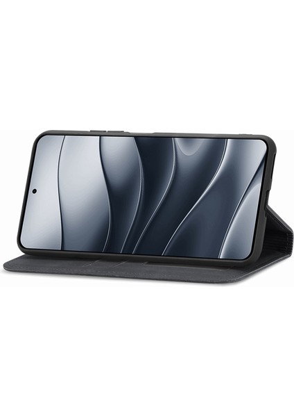 Xiaomi Redmi Için Not 14 5G Kılıf Cilt Dokunmatik Duygu Deri Kart Tutucu Telefon Kapağı Manyetik Emme-Siyah (Yurt Dışından)