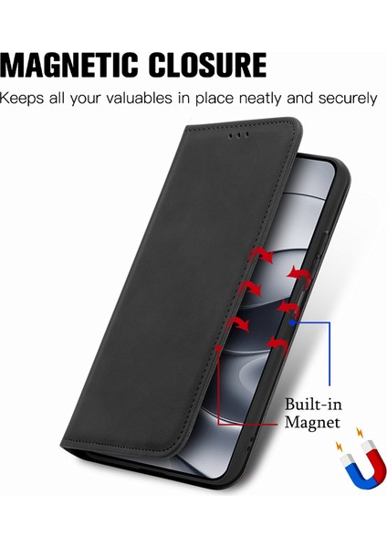 Xiaomi Redmi Için Not 14 5G Kılıf Cilt Dokunmatik Duygu Deri Kart Tutucu Telefon Kapağı Manyetik Emme-Siyah (Yurt Dışından)