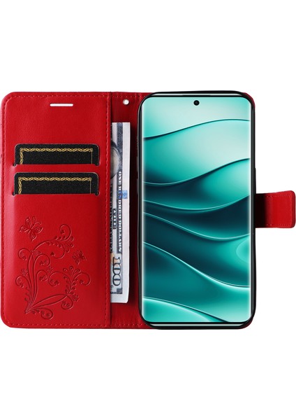 Xiaomi Redmi Note 14 Pro+ 5G - Note 14 Pro 5G Kılıf Deri Telefon Kılıfı-Kırmızı (Yurt Dışından) fiyatları