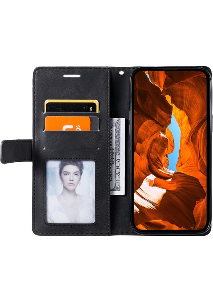 Xiaomi 14T Kılıf Baskılı Çizgiler Pu Deri Ekleme Cüzdan Telefon Kapağı-Siyah (Yurt Dışından) modelleri