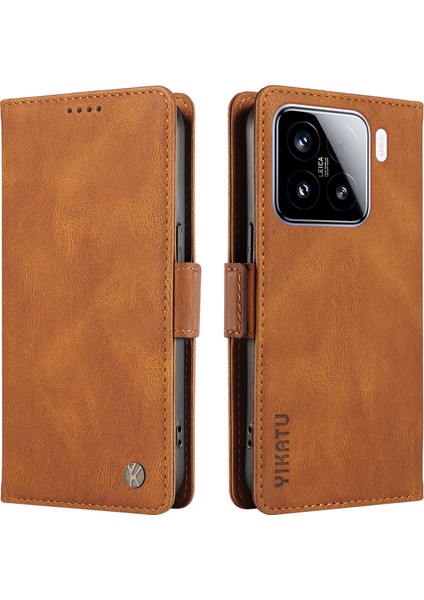 Xiaomi 15 Kılıf Için Pu Deri Cüzdan Telefon Kapağı Cilt Dokunmatik Duygu-Kahverengi (Yurt Dışından)