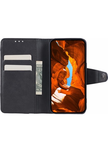 Xiaomi Redmi Note 14 Pro+ 5G Kılıf Ekleme Dokulu Deri Telefon Kapağı Görüntüleme Standı-Siyah Için (Yurt Dışından)