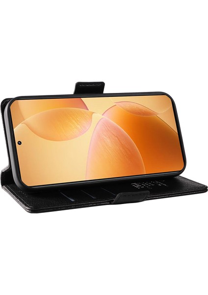 Xiaomi 14T Pro Kılıf Yan Toka Pu Deri Telefon Kapağı Litchi Doku-Siyah Için (Yurt Dışından) modelleri