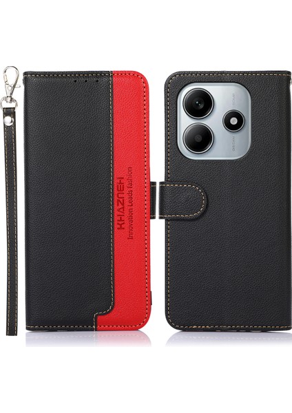 Xiaomi Redmi Note 14 4G Kılıf Rfıd Engelleme Cüzdan Pu Deri Telefon Kapağı-Siyah (Yurt Dışından)