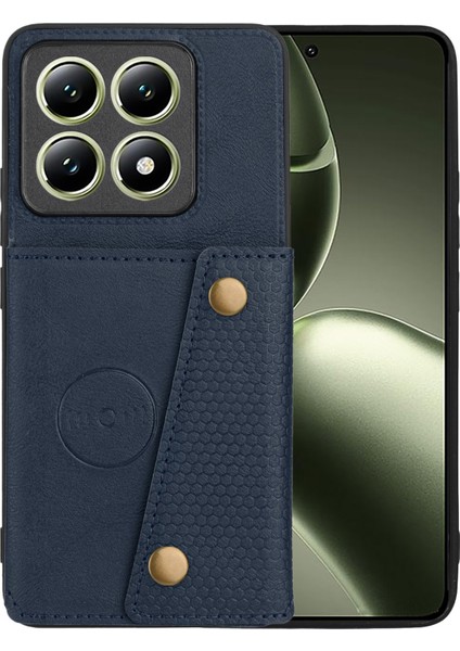 Xiaomi 14T Pro Kılıf Kart Yuvaları Deri+Tpu Telefon Kapağı-Mavi (Yurt Dışından)