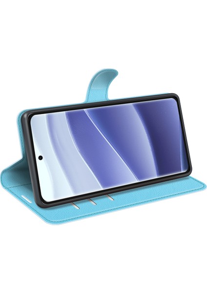 Xiaomi Redmi Note 14 Pro 5G Kılıf Litchi Doku Darbeye Dayanıklı Deri Cüzdan Telefon Kapağı-Mavi Için (Yurt Dışından)
