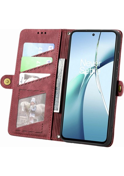 Xiaomi Redmi Note 14 5G Kılıf Fermuar Cüzdan Geometri Çizgileri Deri Telefon Kapağı-Kırmızı (Yurt Dışından) fiyatları