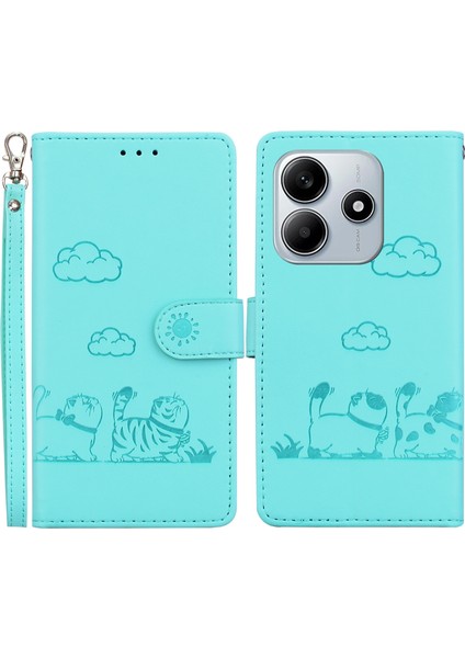 Xiaomi Redmi Note 14 5G-14 4G Kılıf Rfıd Engelleme Yavru Desen Tpu+Pu Deri Telefon Kapağı-Yeşil (Yurt Dışından)