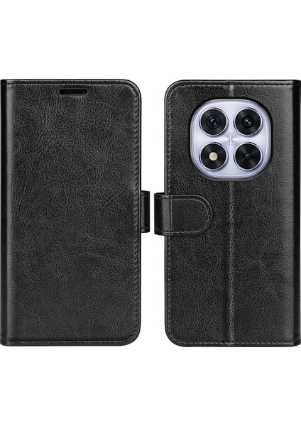 Xiaomi Redmi Note 14 Pro 5G Cüzdan Kılıf Crazy Horse Dokulu Deri Telefon Kapağı-Siyah (Yurt Dışından)