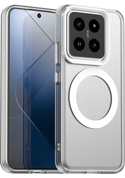 Xiaomi 14 Kılıf için MagSafe PC+TPU+PET Anti-Drop Telefon Kılıfı ile Uyumlu-Beyaz (Yurt Dışından)
