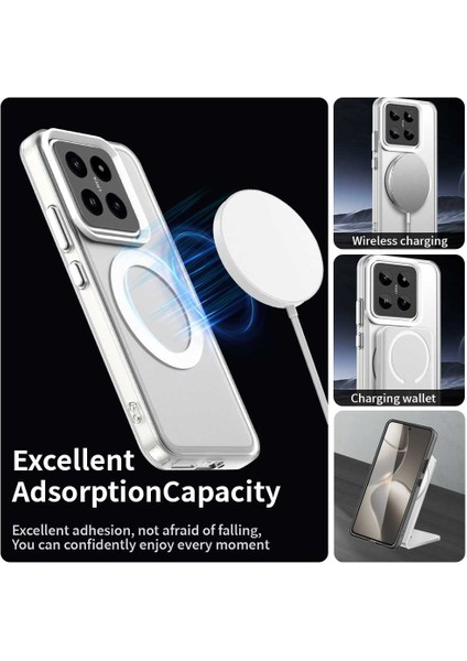 Xiaomi 14 Kılıf için MagSafe PC+TPU+PET Anti-Drop Telefon Kılıfı ile Uyumlu-Beyaz (Yurt Dışından) modelleri