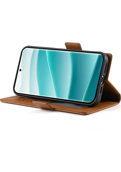 Df-010 Xiaomi Redmi Note 14 Pro 5G Pu Deri Cüzdan Telefon Kapağı-Kahverengi (Yurt Dışından)