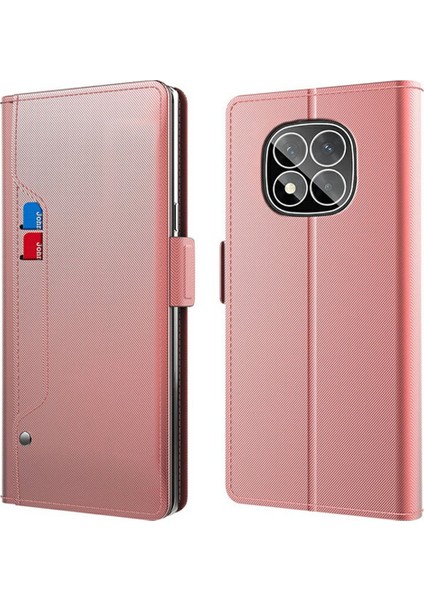 Xiaomi Redmi Için Not 14 Pro 5G Kılıf Pu Deri Telefon Kapak Kart Sahibinin Ayna-Gül Altın (Yurt Dışından)