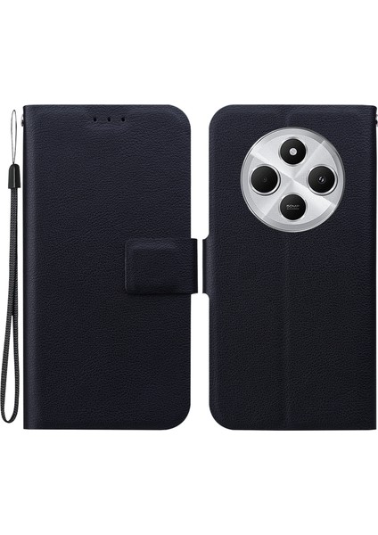 Xiaomi Redmi 14C 4G-14R 5G-Poco C75 4G Ultra-Ince Pu Deri+Tpu Telefon Kapağı Kart Yuvalı-Siyah Telefon Kılıfı (Yurt Dışından)