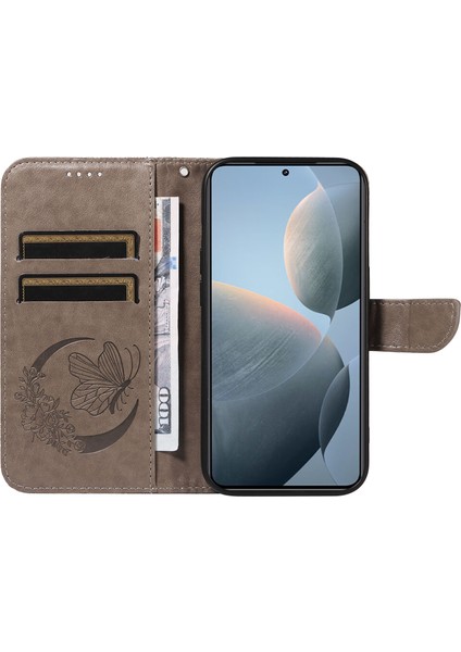 Xiaomi 14T Kılıf Desenli Deri Cüzdan Kapaklı Telefon Kapağı-Gri (Yurt Dışından) fiyatları